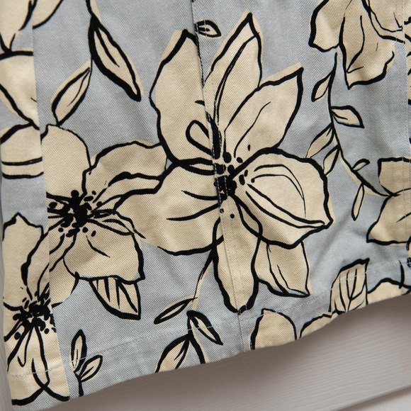 Anthropologie Denim Dress Sz S Dhruv Kapoor Blue Artsy‎ Black White Floral Print - Picture 4 of 5